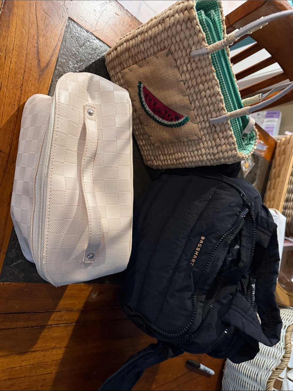 Black Quilted Travel Tote - Black
